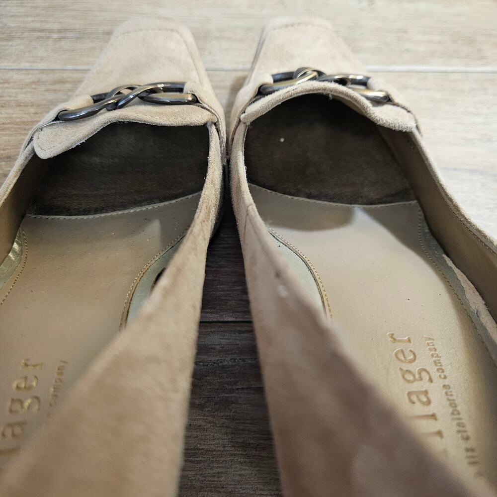 Villager Liz Claiborne Ophelia Suede LoaferPumps Beige 8M Y2K Preppy Old$ Career - Picture 8 of 10